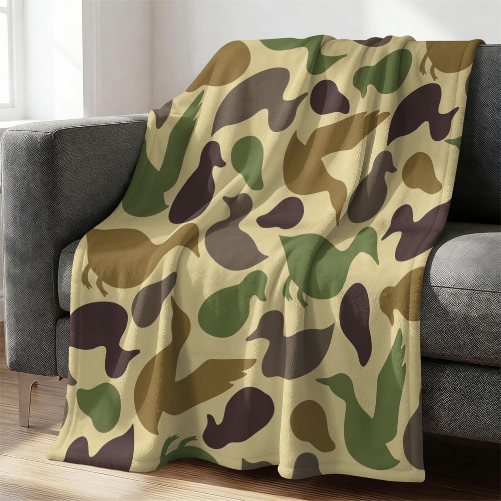 Outdoor Hunting Blanket - Koc flanelowy z wzorem kaczek, miękki