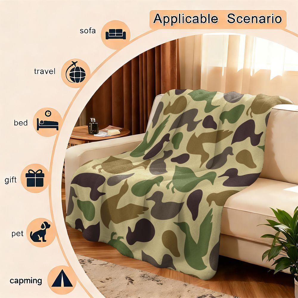 Koc flanelowy z wzorem kaczek, – Outdoor Hunting Blanket recenzja i cena
